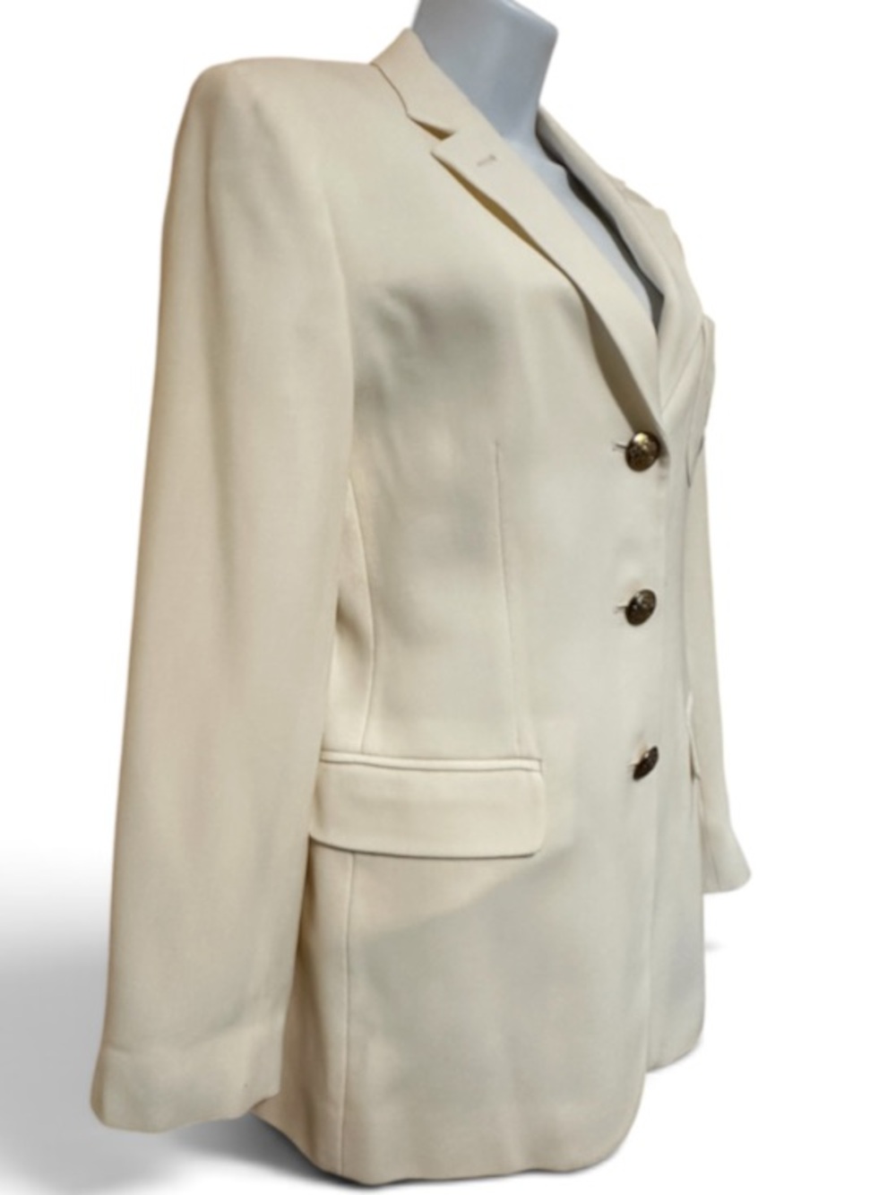 Lauren Ralph Lauren Cream Wool Blazer with Embroidered Crest. Vintage! Size 8P. - Picture 3 of 13